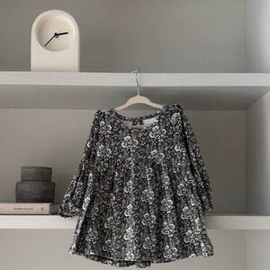 Jamie Kay Black and White Floral Tiered Long-Sleeve Dress